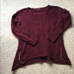 Maroon sweater with zippers